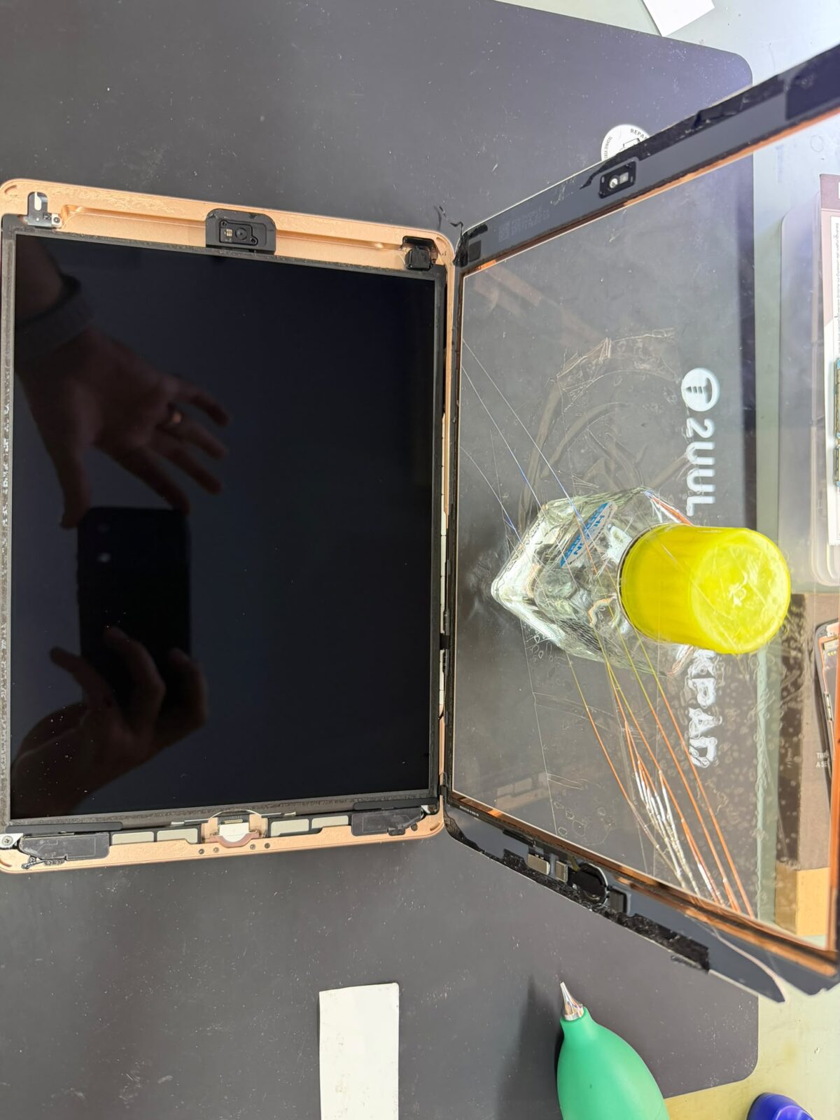 # iPad 7: Gebrochenes Glas repariert – Display blieb erhalten

Bei diesem iPad 7 war das Frontglas im unteren linken Bereich deutlich beschädigt. Der **Touchscreen funktionierte jedoch weiterhin einwandfrei** und auch die LCD-Anzeige war nicht beschädigt.

Deshalb war in diesem Fall kein kompletter Displaytausch notwendig. Wir konnten das beschädigte Glas separat ersetzen.

## Das Problem

Das iPad 7 hatte einen Bruch im Frontglas, insbesondere im **unteren linken Bereich**.

Trotz der Beschädigung:

* funktionierte die Touch-Funktion weiterhin,
* zeigte das LCD ein normales Bild,
* und das iPad war grundsätzlich funktionsfähig.

Da LCD und Touch noch funktionierten, wurde geprüft, ob eine Reparatur durch den Austausch des Glases möglich ist.

## Die Diagnose

Bei der Überprüfung stellte sich heraus, dass der Schaden auf das äußere Glas begrenzt war.

Das LCD und die Touch-Funktion waren weiterhin funktionsfähig.

**Diagnose:**
Beschädigtes Frontglas bei weiterhin funktionierendem LCD und Touchscreen.

## Die Reparatur

In diesem Fall wurde **nur das beschädigte Glas ausgetauscht**.

Das vorhandene LCD und die funktionierende Touch-Funktion konnten erhalten bleiben.

Nach der Entfernung des beschädigten Glases wurde das neue Glas fachgerecht eingesetzt und das iPad anschließend wieder zusammengebaut.

## Das Ergebnis

Nach Abschluss der Reparatur wurde das iPad 7 umfassend getestet.

Das Ergebnis:

* ✅ Glas vollständig ersetzt
* ✅ LCD funktioniert einwandfrei
* ✅ Touchscreen funktioniert einwandfrei
* ✅ Displaydarstellung ohne Beanstandung
* ✅ iPad wieder vollständig nutzbar

Der Reparaturfall zeigt, dass bei einem beschädigten iPad-Glas nicht automatisch das komplette Display ersetzt werden muss. Entscheidend ist zunächst, **welche Komponenten tatsächlich beschädigt sind**.

---

## Reparaturdaten

| Merkmal       | Details                    |
| ------------- | -------------------------- |
| Gerät         | Apple iPad 7               |
| Problem       | Gebrochenes Frontglas      |
| Schaden       | Unterer linker Bereich     |
| LCD           | Funktioniert               |
| Touch         | Funktioniert               |
| Reparatur     | Austausch des Glases       |
| Displaytausch | Nicht erforderlich         |
| Ergebnis      | Einwandfrei funktionierend |
| Standort      | Berlin-Pankow              |

---

## iPad Glas gebrochen?

Wenn bei Ihrem iPad das Glas gebrochen ist, **LCD und Touchscreen aber weiterhin funktionieren**, kann je nach Modell und Schadensbild möglicherweise eine Reparatur des Glases statt eines kompletten Displaytauschs infrage kommen.

Wir prüfen das Gerät zunächst und klären, welche Reparatur technisch möglich ist.

**→ iPad zur Reparatur anfragen**

### Weitere echte Reparaturfälle

* **iPhone 11 – LCD-Problem**
* **Weitere Smartphone-Reparaturen**
* **Weitere Tablet-Reparaturen**
* **Mainboard- und Platinenreparaturen**
# iPad 7: Gebrochenes Glas repariert – Display blieb erhalten

Bei diesem iPad 7 war das Frontglas im unteren linken Bereich deutlich beschädigt. Der **Touchscreen funktionierte jedoch weiterhin einwandfrei** und auch die LCD-Anzeige war nicht beschädigt.

Deshalb war in diesem Fall kein kompletter Displaytausch notwendig. Wir konnten das beschädigte Glas separat ersetzen.

## Das Problem

Das iPad 7 hatte einen Bruch im Frontglas, insbesondere im **unteren linken Bereich**.

Trotz der Beschädigung:

* funktionierte die Touch-Funktion weiterhin,
* zeigte das LCD ein normales Bild,
* und das iPad war grundsätzlich funktionsfähig.

Da LCD und Touch noch funktionierten, wurde geprüft, ob eine Reparatur durch den Austausch des Glases möglich ist.

## Die Diagnose

Bei der Überprüfung stellte sich heraus, dass der Schaden auf das äußere Glas begrenzt war.

Das LCD und die Touch-Funktion waren weiterhin funktionsfähig.

**Diagnose:**
Beschädigtes Frontglas bei weiterhin funktionierendem LCD und Touchscreen.

## Die Reparatur

In diesem Fall wurde **nur das beschädigte Glas ausgetauscht**.

Das vorhandene LCD und die funktionierende Touch-Funktion konnten erhalten bleiben.

Nach der Entfernung des beschädigten Glases wurde das neue Glas fachgerecht eingesetzt und das iPad anschließend wieder zusammengebaut.

## Das Ergebnis

Nach Abschluss der Reparatur wurde das iPad 7 umfassend getestet.

Das Ergebnis:

* ✅ Glas vollständig ersetzt
* ✅ LCD funktioniert einwandfrei
* ✅ Touchscreen funktioniert einwandfrei
* ✅ Displaydarstellung ohne Beanstandung
* ✅ iPad wieder vollständig nutzbar

Der Reparaturfall zeigt, dass bei einem beschädigten iPad-Glas nicht automatisch das komplette Display ersetzt werden muss. Entscheidend ist zunächst, **welche Komponenten tatsächlich beschädigt sind**.

---

## Reparaturdaten

| Merkmal       | Details                    |
| ------------- | -------------------------- |
| Gerät         | Apple iPad 7               |
| Problem       | Gebrochenes Frontglas      |
| Schaden       | Unterer linker Bereich     |
| LCD           | Funktioniert               |
| Touch         | Funktioniert               |
| Reparatur     | Austausch des Glases       |
| Displaytausch | Nicht erforderlich         |
| Ergebnis      | Einwandfrei funktionierend |
| Standort      | Berlin-Pankow              |

---

## iPad Glas gebrochen?

Wenn bei Ihrem iPad das Glas gebrochen ist, **LCD und Touchscreen aber weiterhin funktionieren**, kann je nach Modell und Schadensbild möglicherweise eine Reparatur des Glases statt eines kompletten Displaytauschs infrage kommen.

Wir prüfen das Gerät zunächst und klären, welche Reparatur technisch möglich ist.

**→ iPad zur Reparatur anfragen**

### Weitere echte Reparaturfälle

* **iPhone 11 – LCD-Problem**
* **Weitere Smartphone-Reparaturen**
* **Weitere Tablet-Reparaturen**
* **Mainboard- und Platinenreparaturen**
